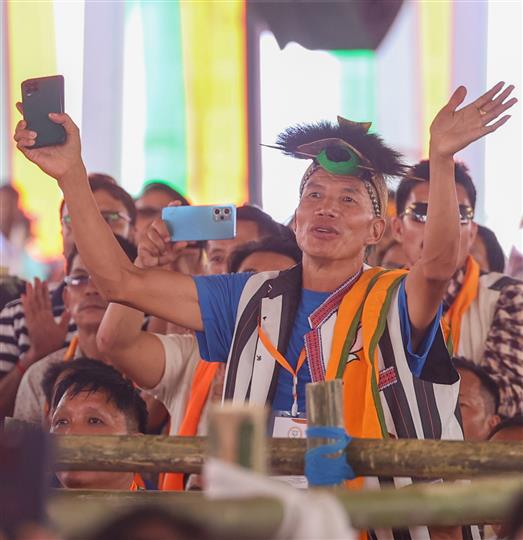 Gathering at the foundation stone laying of various projects at Itanagar, in Arunachal Pradesh on September 22, 2025. PM addressing on the occasion.