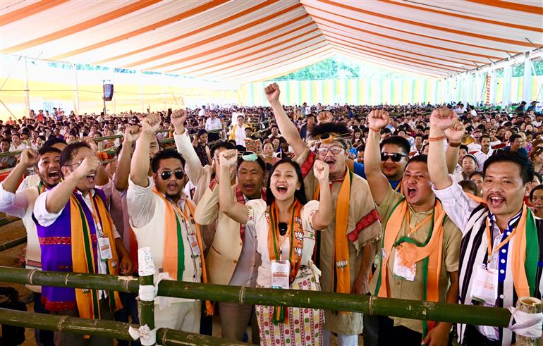 Gathering at the foundation stone laying of various projects at Itanagar, in Arunachal Pradesh on September 22, 2025. PM addressing on the occasion.