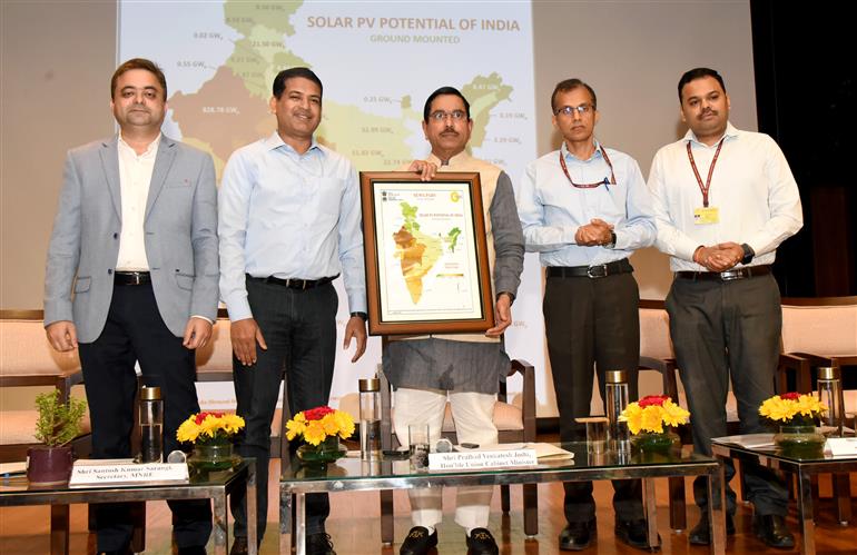The Union Minister of Consumer Affairs, Food & Public Distribution and New & Renewable Engergy, Shri Pralhad Joshi attends the release of report on Solar PV Potential Assessment in India (Ground Mounted) & inauguration of Training Programme on Solar Cell and Module Manufacturing course organised by National Institute of Solar energy & Ministry of New and Renewable Energy, in New Delhi on September 23, 2025.