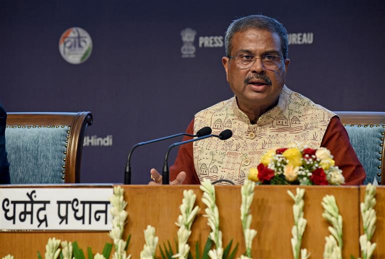 The Union Minister of Education, Shri Dharmendra Pradhan addressing at the launched of Viksit Bharat Buildathon 2025 at National Media Center, in New Delhi on September 23, 2025.
