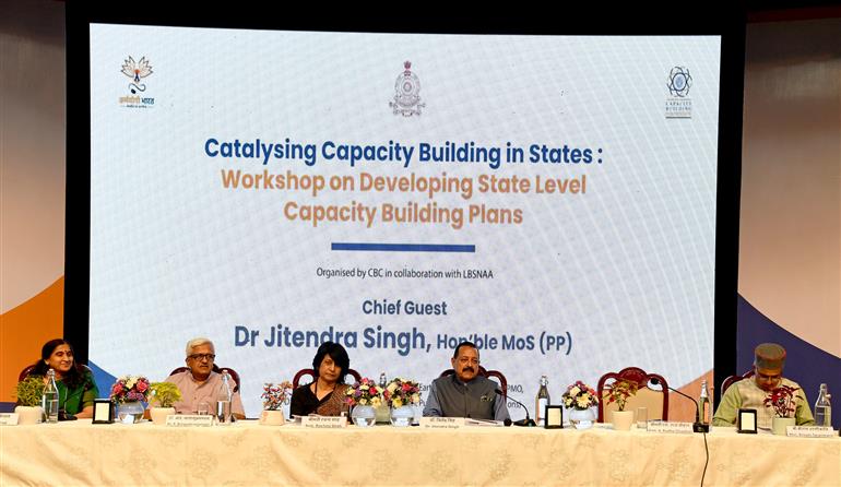 The Minister of State for Science & Technology (Independent Charge), Earth Sciences (Independent Charge), Prime Minister’s Office, Personnel, Public Grievances & Pensions, Atomic Energy and Space, Dr. Jitendra Singh attends the “Workshop on Developing State Level Capacity Building Plans” in New Delhi on September 24, 2025.