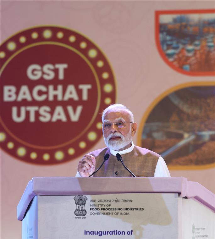 PM addressing the gathering during the World Food India-2025 at Bharat Mandapam, in New Delhi on September 25, 2025.