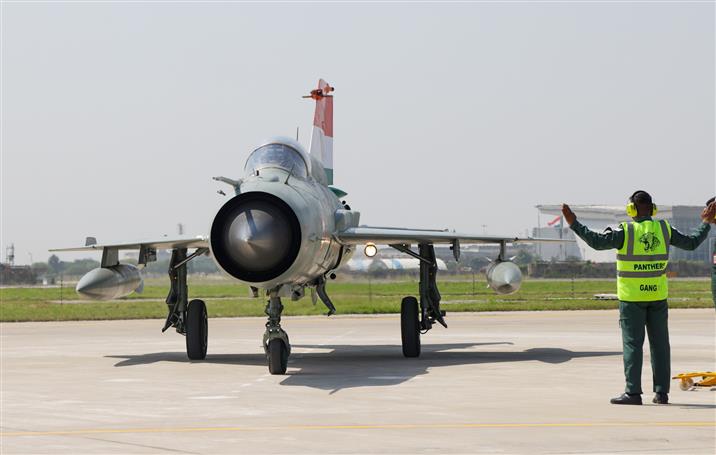 The Union Minister for Defence, Shri Rajnath Singh attends the Decommissioning Ceremony of Mig-21, in Chandigarh on September 26, 2025. 