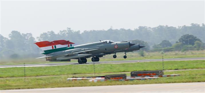 The Union Minister for Defence, Shri Rajnath Singh attends the Decommissioning Ceremony of Mig-21, in Chandigarh on September 26, 2025. 