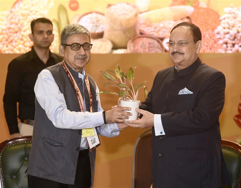 The Union Minister of Health and Family Welfare & Chemicals and Fertilizers, Shri Jagat Prakash Nadda at the inauguration of the Third Edition of Global Food Regulators Summit 2025 at Bharat Mandapam, in New Delhi on September 26, 2025.
