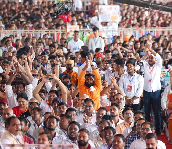 Gathering at the foundation stone laying and inauguration of multiple development projects at Jharsuguda, in Odisha on September 27, 2025. PM addressing on the occasion.