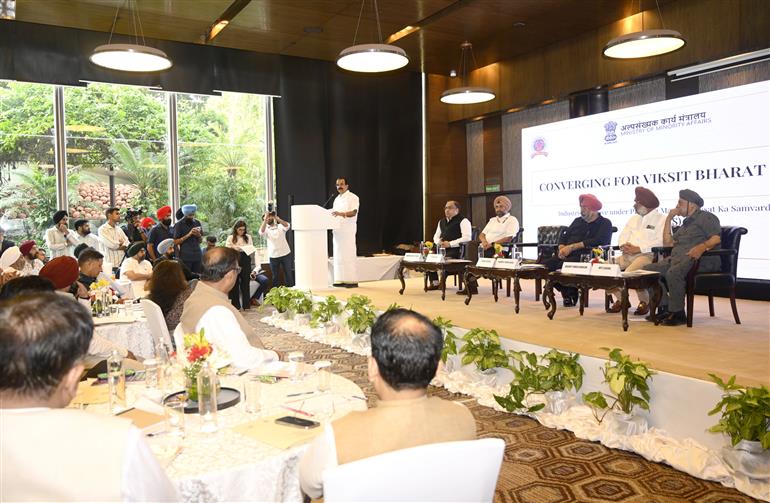 The Minister of State for Minority Affairs & Fisheries, Animal Husbandry and Dairying, Shri George Kurian addressing the Industry Conclave under PM VIKAS Scheme with potential employers of the scheme beneficiaries being held in association with Delhi Sikh Gurdwara Management Committee (DSGMC) and State Institute of Hotel Management (SIHM), Tripura, in New Delhi on September 29, 2025.