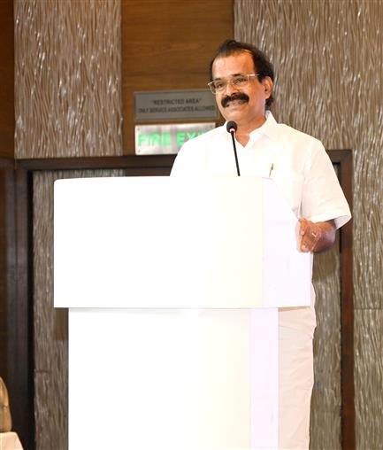 The Minister of State for Minority Affairs & Fisheries, Animal Husbandry and Dairying, Shri George Kurian addressing the Industry Conclave under PM VIKAS Scheme with potential employers of the scheme beneficiaries being held in association with Delhi Sikh Gurdwara Management Committee (DSGMC) and State Institute of Hotel Management (SIHM), Tripura, in New Delhi on September 29, 2025.