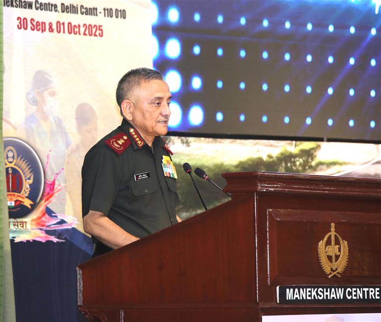 The Chief of Defence Staff (CDS) General Anil Chauhan addressing at the inauguration of the Centenary Celebrations of the Military Nursing Service at Manekshaw Centre, in New Delhi on September 30, 2025.