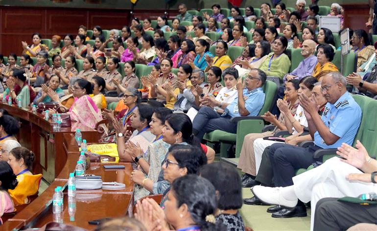 Gathering at the inauguration of the Centenary Celebrations of the Military Nursing Service at Manekshaw Centre, in New Delhi on September 30, 2025. The Chief of Defence Staff (CDS) General Anil Chauhan addressing on the occasion.