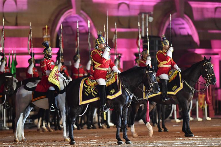 Glimpses of the felicitation ceremony of diamond jubilee Silver Trumpet and Trumpet Banner to the President’s Bodyguard (PBG) in recognition of 75 years of glorious service at Rashtrapati Bhavan, in New Delhi on September 30, 2025. The President of India, Smt. Droupadi Murmu graced the event.