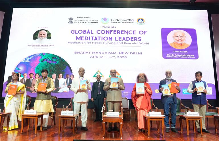 The Vice-President of India, Shri C. P. Radhakrishnan graced the Global Conference of Meditation Leaders at Bharat Mandapam, in New Delhi on April 05, 2026.