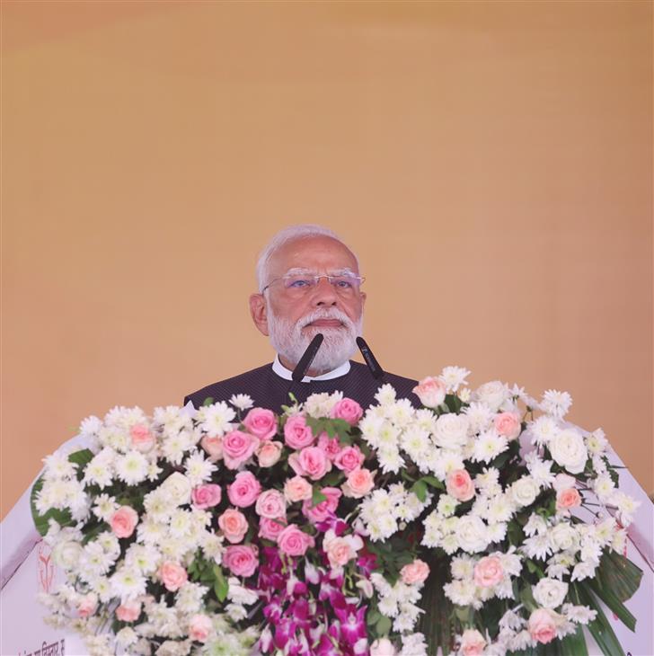 PM addressing at the inauguration of Ganga Expressway at Hardoi, in Uttar Pradesh on April 29, 2026.