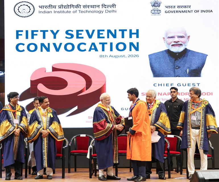 प्रधानमंत्री श्री नरेन्द्र मोदी ने 8 अगस्त, 2026 को नई दिल्ली में आईआईटी दिल्ली के 57वें दीक्षांत समारोह में शिरकत की।

