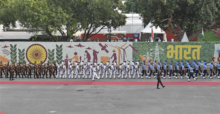Glimpses of the Full Dress Rehearsal of 80th Independence Day celebrations at Red Fort, in Delhi on August 13, 2026.