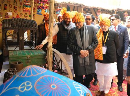 The Vice-President Shri C. P. Radhakrishnan visited the State and International pavilions at the Surajkund International Atmanirbhar Crafts Mela at Faridabad, in Haryana on January 31, 2026.