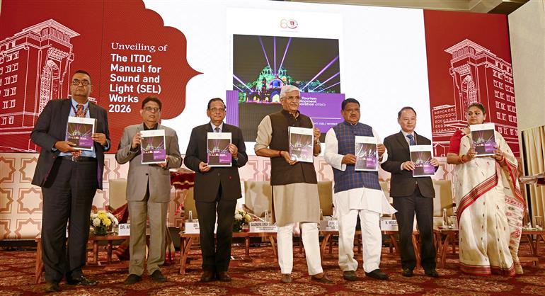 The Union Minister of Culture and Tourism, Shri Gajendra Singh Shekhawat and The Union Minister of Tribal Affairs, Shri Jual Oram graced the Double Commemoration Event marking 60 years of India Tourism Development Corporation (ITDC) and 70 years of The Ashok in distinguished service to travel, tourism and hospitality at Convention Hall (The Ashok), in New Delhi on February 13, 2026.