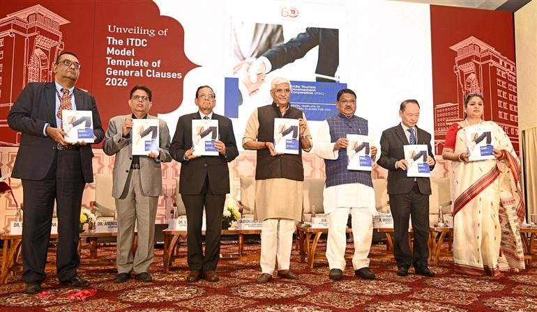 The Union Minister of Culture and Tourism, Shri Gajendra Singh Shekhawat and The Union Minister of Tribal Affairs, Shri Jual Oram graced the Double Commemoration Event marking 60 years of India Tourism Development Corporation (ITDC) and 70 years of The Ashok in distinguished service to travel, tourism and hospitality at Convention Hall (The Ashok), in New Delhi on February 13, 2026.