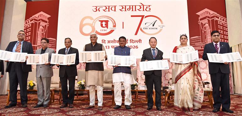 The Union Minister of Culture and Tourism, Shri Gajendra Singh Shekhawat and The Union Minister of Tribal Affairs, Shri Jual Oram graced the Double Commemoration Event marking 60 years of India Tourism Development Corporation (ITDC) and 70 years of The Ashok in distinguished service to travel, tourism and hospitality at Convention Hall (The Ashok), in New Delhi on February 13, 2026.