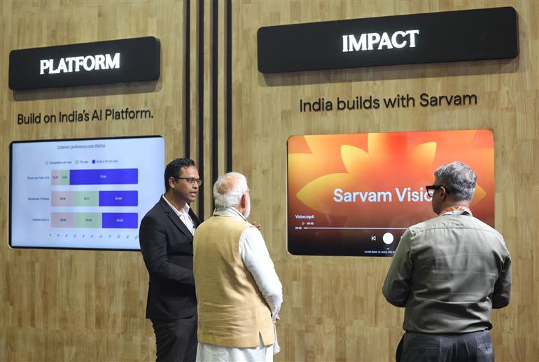 प्रधानमंत्री श्री नरेन्द्र मोदी 16 फरवरी, 2026 को नई दिल्ली स्थित भारत मंडपम में आयोजित इंडिया एआई इम्पैक्ट एक्सपो 2026 के उद्घाटन में शामिल हुए।:Prime Minister