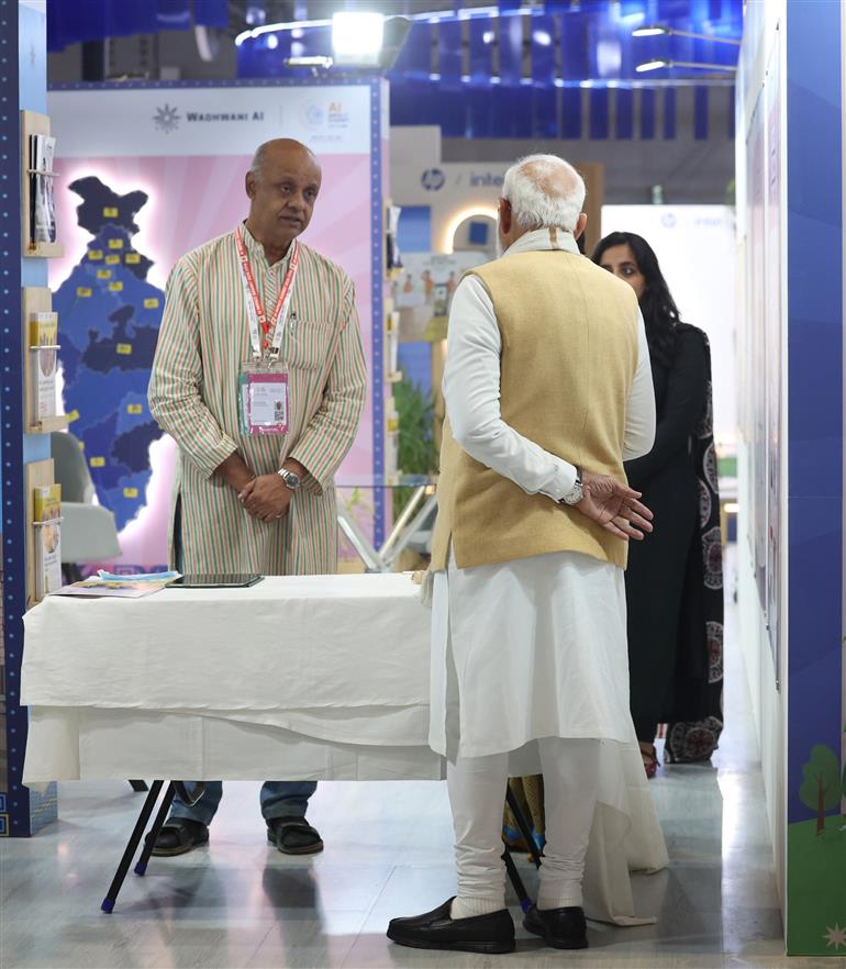 प्रधानमंत्री श्री नरेन्द्र मोदी 16 फरवरी, 2026 को नई दिल्ली स्थित भारत मंडपम में आयोजित इंडिया एआई इम्पैक्ट एक्सपो 2026 के उद्घाटन में शामिल हुए।:Prime Minister