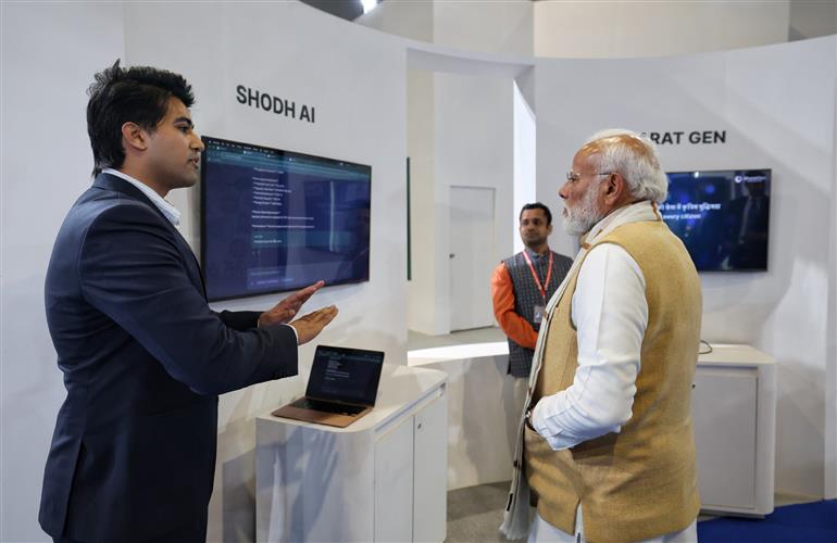 प्रधानमंत्री श्री नरेन्द्र मोदी 16 फरवरी, 2026 को नई दिल्ली स्थित भारत मंडपम में आयोजित इंडिया एआई इम्पैक्ट एक्सपो 2026 के उद्घाटन में शामिल हुए।:Prime Minister