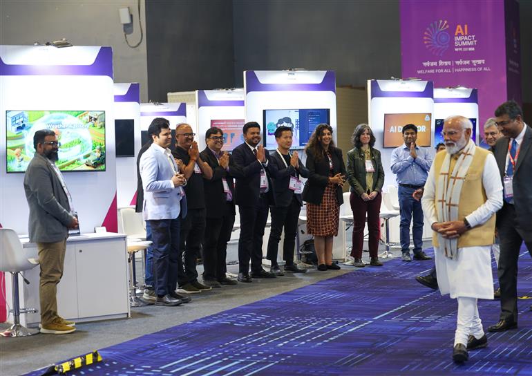 प्रधानमंत्री श्री नरेन्द्र मोदी 16 फरवरी, 2026 को नई दिल्ली स्थित भारत मंडपम में आयोजित इंडिया एआई इम्पैक्ट एक्सपो 2026 के उद्घाटन में शामिल हुए।:Prime Minister