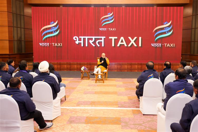 The Union Minister for Home Affairs and Cooperation, Shri Amit Shah interacts with the ‘Sarathis’ of Bharat Taxi, in New Delhi on February 23, 2026.