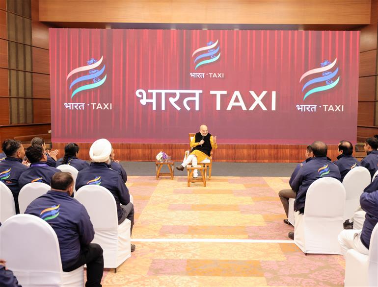 The Union Minister for Home Affairs and Cooperation, Shri Amit Shah interacts with the ‘Sarathis’ of Bharat Taxi, in New Delhi on February 23, 2026.
