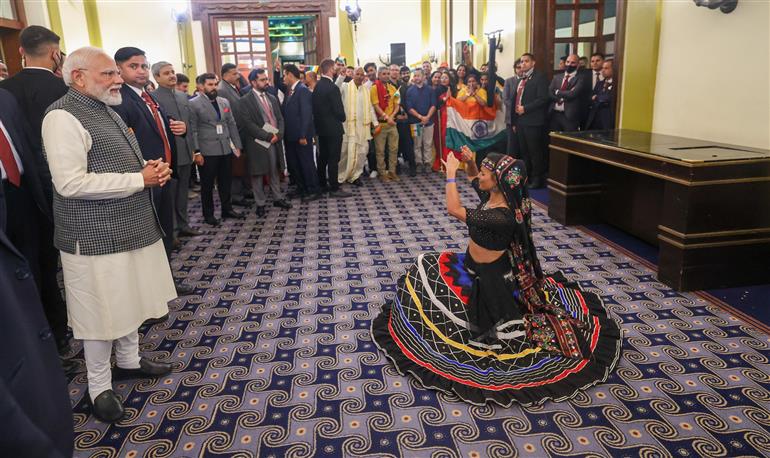 प्रधानमंत्री श्री नरेन्द्र मोदी का 25 फरवरी, 2026 को इजरायल के किंग डेविड होटल में भारतीय समुदाय ने उत्साह के साथ स्वागत किया।:Prime Minister