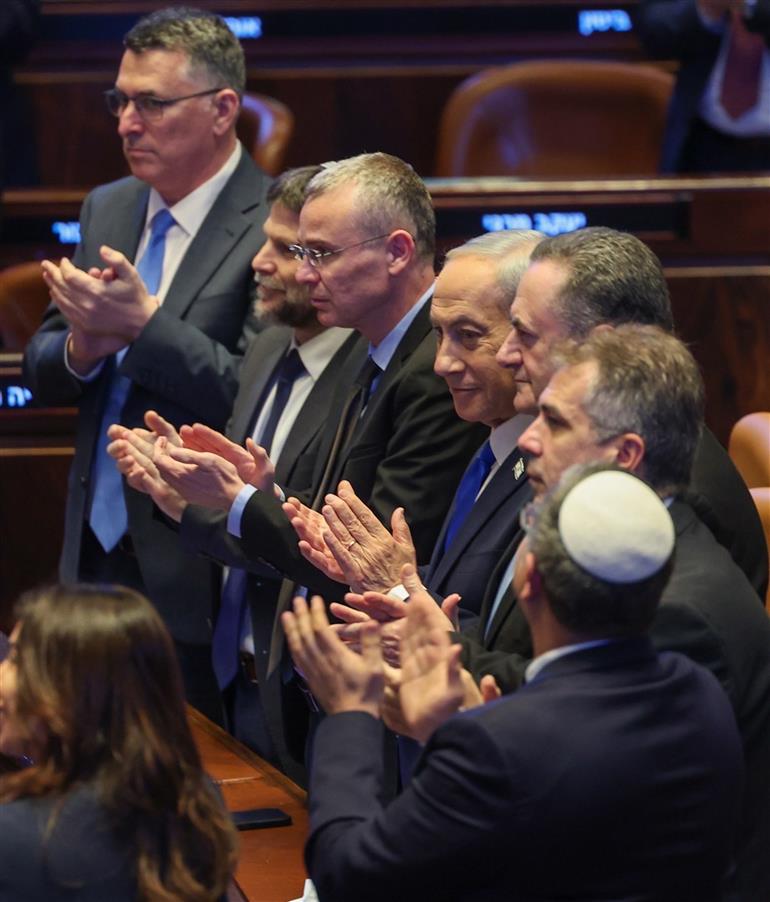 प्रधानमंत्री श्री नरेन्द्र मोदी 25 फरवरी, 2026 को इजरायल की संसद नेसेट को संबोधित करते हुए।
