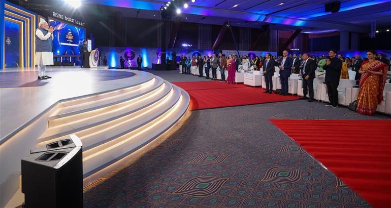 प्रधानमंत्री श्री नरेन्द्र मोदी 27 फरवरी, 2026 को नई दिल्ली स्थित भारत मंडपम में 