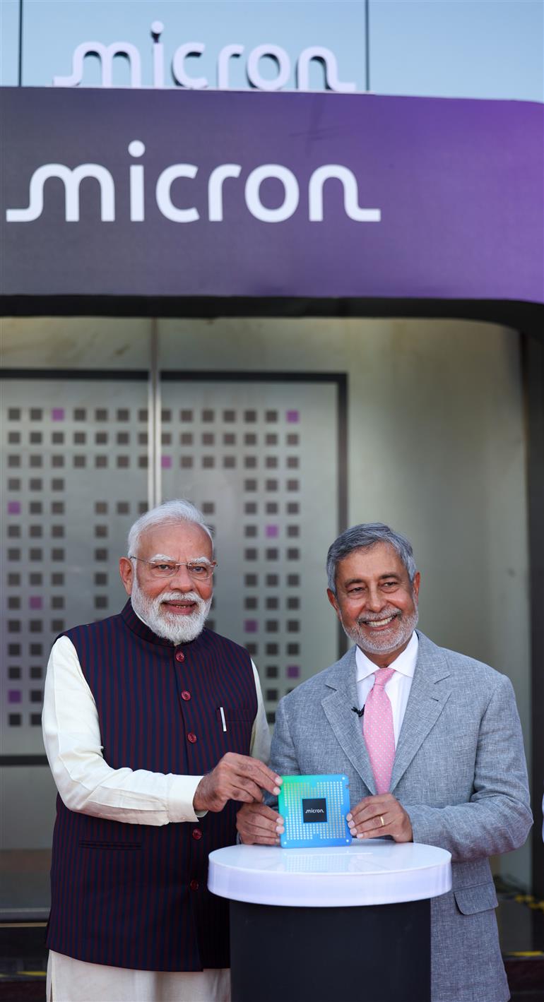 PM inaugurates Micron Technology’s Semiconductor Assembly, Test and Packaging (ATMP) facility (by Chip insertion) at Sanand, in Gujarat on February 28, 2026.