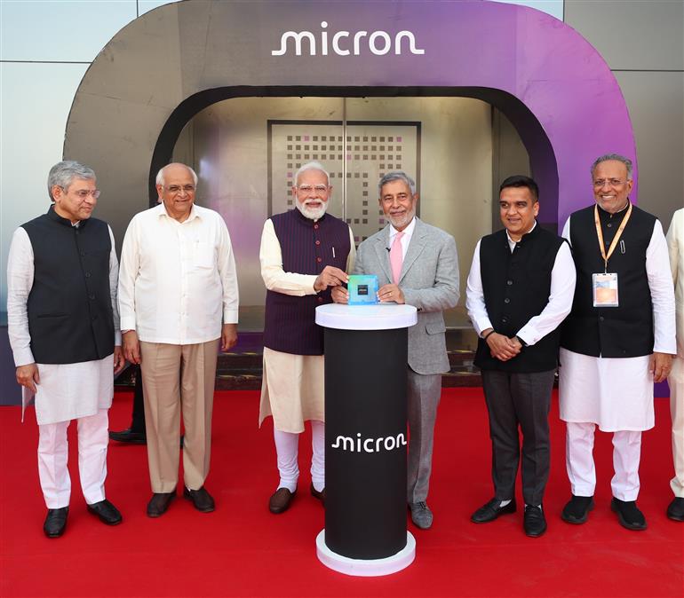 PM inaugurates Micron Technology’s Semiconductor Assembly, Test and Packaging (ATMP) facility (by Chip insertion) at Sanand, in Gujarat on February 28, 2026.