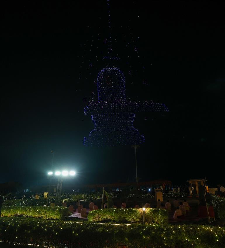 PM observes the spectacular drone show as part of his participation in the ‘Somnath Swabhiman Parv’ at Somnath Temple, in Gujarat on January 10, 2026.