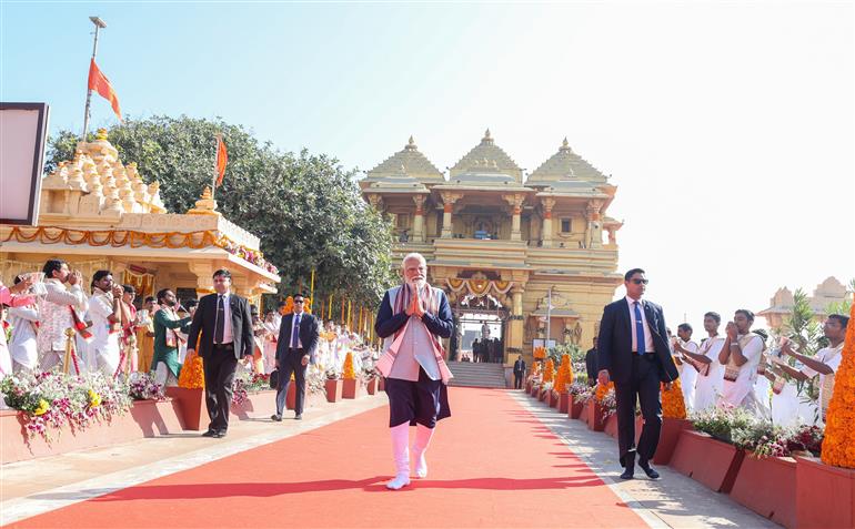 11 जनवरी, 2026 को गुजरात के सोमनाथ मंदिर में प्रधानमंत्री श्री नरेन्द्र मोदी।