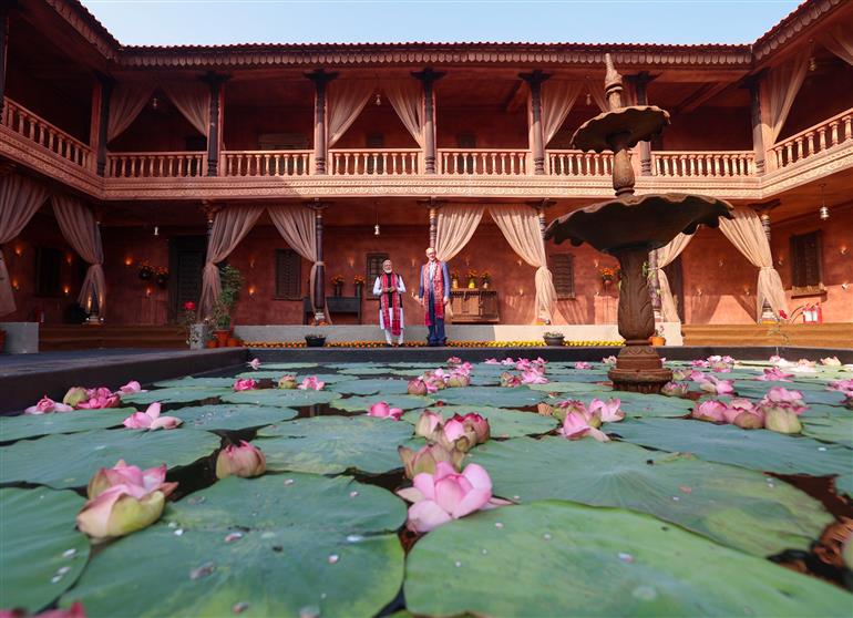 PM and German Chancellor Friedrich Merz, participates in the International Kite Festival at the Sabarmati Riverfront at Ahmedabad, in Gujarat on January 12, 2026.