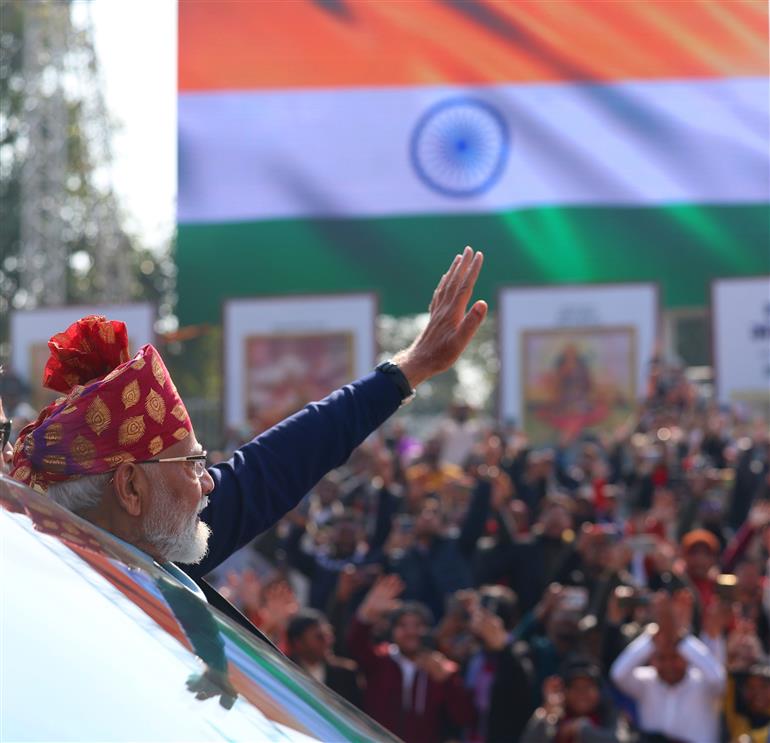 26 जनवरी 2026 को नई दिल्ली के कर्तव्य पथ पर आयोजित 77वें गणतंत्र दिवस समारोह की एक झलक।