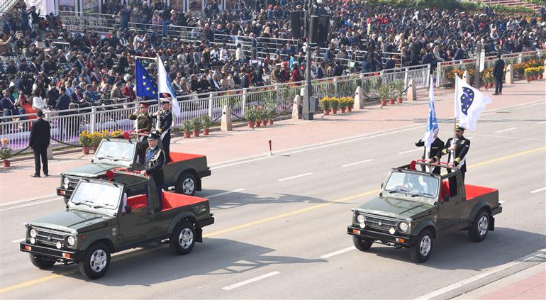 26 जनवरी 2026 को नई दिल्ली के कर्तव्य पथ पर आयोजित 77वें गणतंत्र दिवस समारोह की एक झलक।
