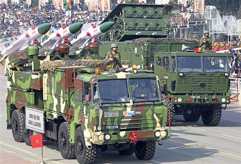 26 जनवरी 2026 को नई दिल्ली के कर्तव्य पथ पर आयोजित 77वें गणतंत्र दिवस समारोह की एक झलक।
