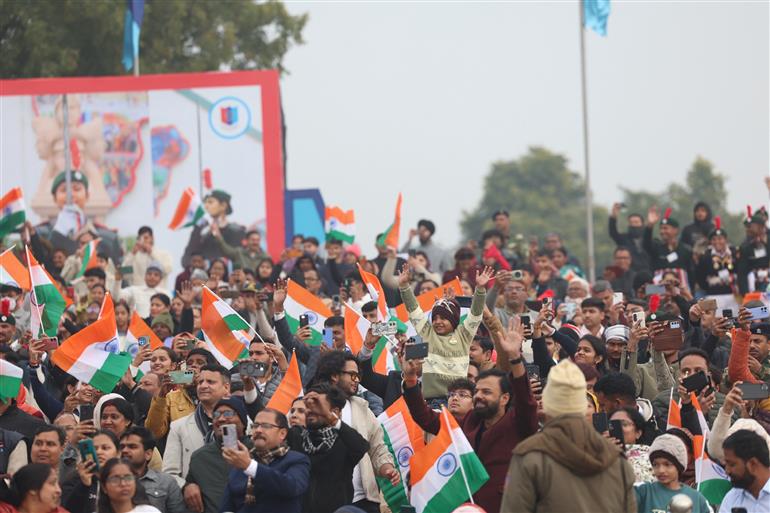 28 जनवरी, 2026 को नई दिल्ली के करियप्पा ग्राउंड में वार्षिक एनसीसी पीएम रैली 2026 में उपस्थित लोग। इस अवसर पर प्रधानमंत्री श्री नरेन्द्र मोदी संबोधित करते हुए।
