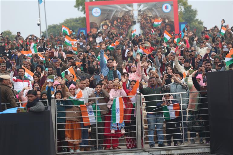 28 जनवरी, 2026 को नई दिल्ली के करियप्पा ग्राउंड में वार्षिक एनसीसी पीएम रैली 2026 में उपस्थित लोग। इस अवसर पर प्रधानमंत्री श्री नरेन्द्र मोदी संबोधित करते हुए।