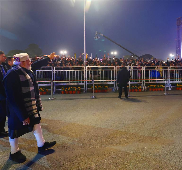 प्रधानमंत्री श्री नरेन्द्र मोदी 29 जनवरी, 2026 को नई दिल्ली के विजय चौक पर बीटिंग रिट्रीट समारोह में शामिल हुए।