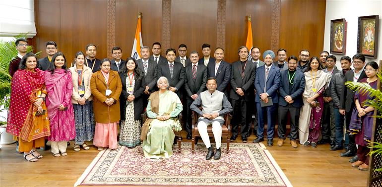 The Union Minister for Finance and Corporate Affairs, Smt. Nirmala Sitharaman along with the Minister of State for Finance, Shri Pankaj Chaudhary and Full Budget Team after giving the final touches to the Interim Union Budget 2026, in New Delhi on January 31, 2026.