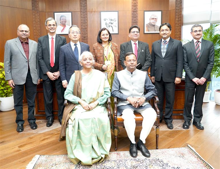The Union Minister for Finance and Corporate Affairs, Smt. Nirmala Sitharaman along with the Minister of State for Finance, Shri Pankaj Chaudhary and Full Budget Team after giving the final touches to the Interim Union Budget 2026, in New Delhi on January 31, 2026.