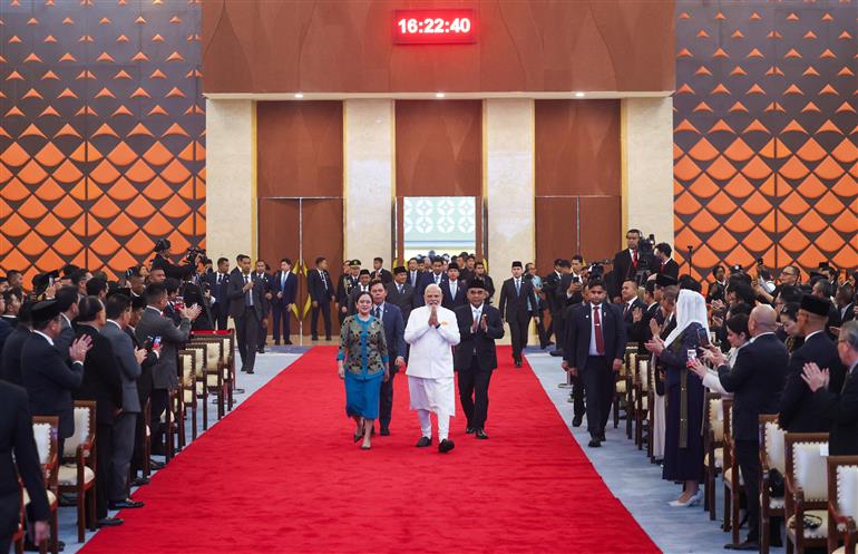 7 जुलाई, 2026 को जकार्ता, इंडोनेशिया स्थित इंडोनेशिया की संसद में प्रधानमंत्री श्री नरेन्द्र मोदी।:Prime Minister