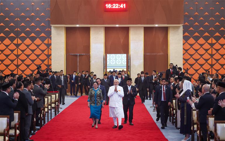 7 जुलाई, 2026 को जकार्ता, इंडोनेशिया स्थित इंडोनेशिया की संसद में प्रधानमंत्री श्री नरेन्द्र मोदी।:Prime Minister