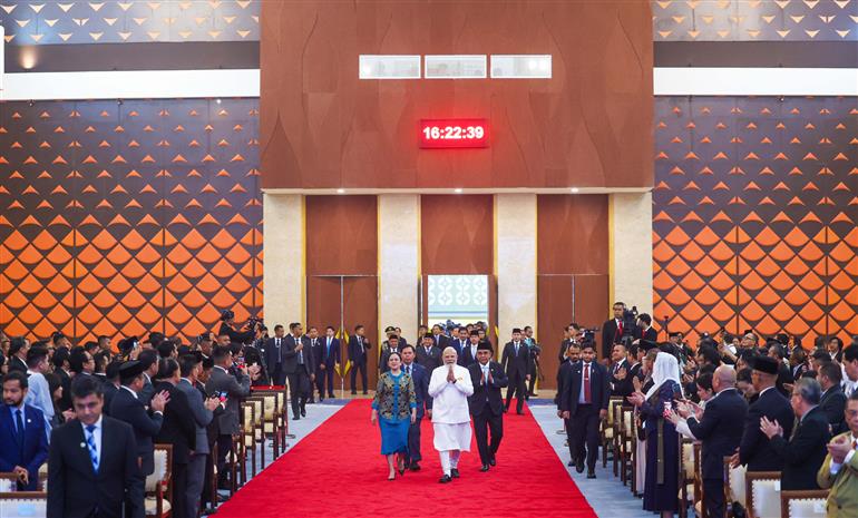 7 जुलाई, 2026 को जकार्ता, इंडोनेशिया स्थित इंडोनेशिया की संसद में प्रधानमंत्री श्री नरेन्द्र मोदी।:Prime Minister