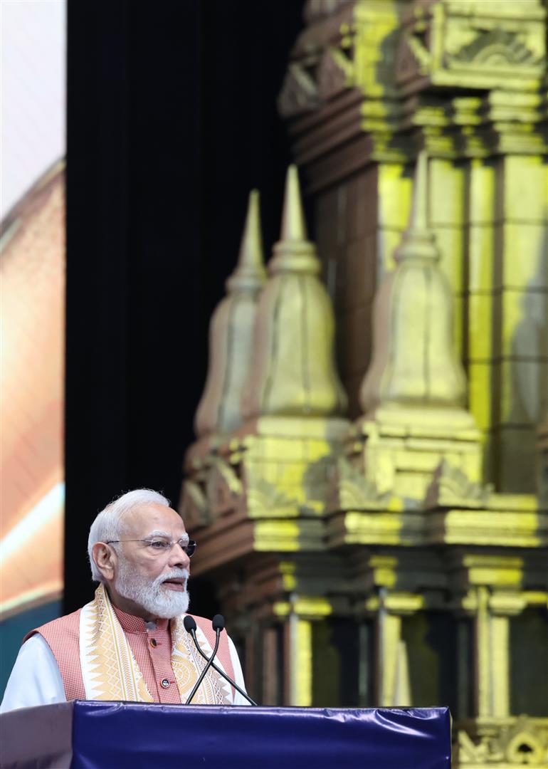 प्रधानमंत्री श्री नरेन्द्र मोदी 7 जुलाई 2026 को इंडोनेशिया में भारतीय समुदाय के कार्यक्रम को संबोधित करते हुए।