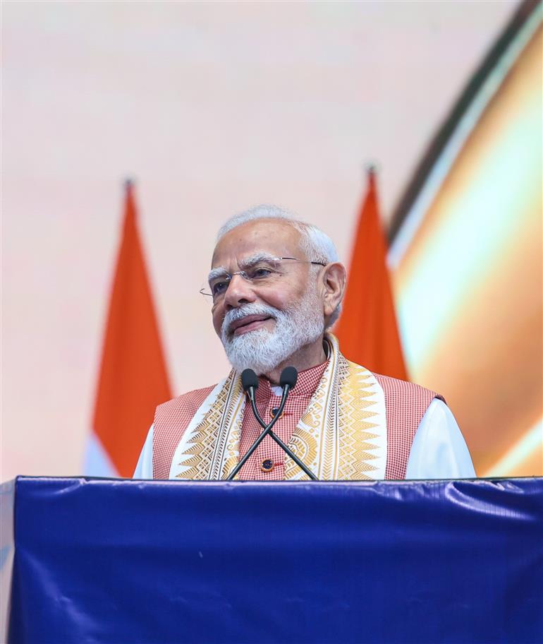 प्रधानमंत्री श्री नरेन्द्र मोदी 7 जुलाई 2026 को इंडोनेशिया में भारतीय समुदाय के कार्यक्रम को संबोधित करते हुए।